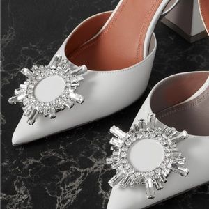 Amina Muaddi Begum Swarovski crystal embellished leather slingback pumps